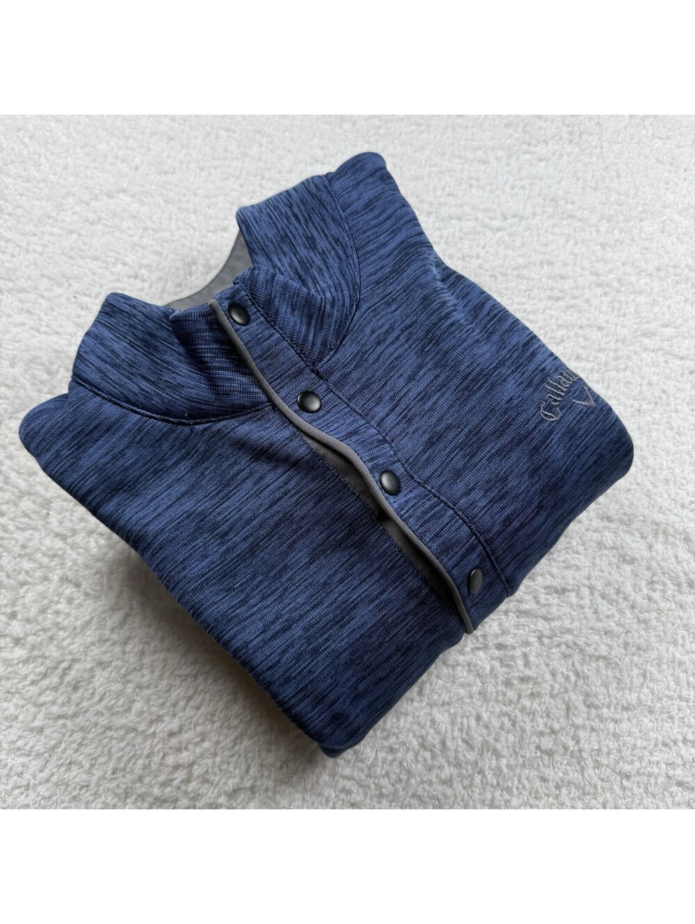Callaway Men’s M Blue Heather Golf Pullover Snap Mock Neck Fleece Lined